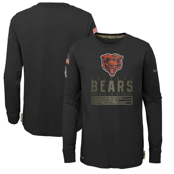 Youth Chicago Bears Black NFL 2020 Salute To Service Sideline Performance Long Sleeve T-Shirt Youth Chicago Bears Black NFL 2020 Salute To Service Sideline Performance Long Sleeve T-Shirt